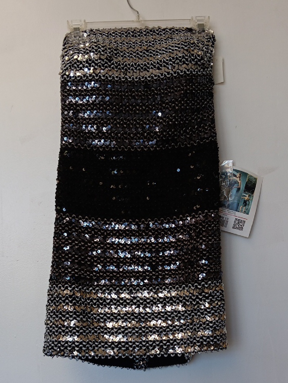 Vintage Kiss Kiss Black and Silver Sequin Strap Dress